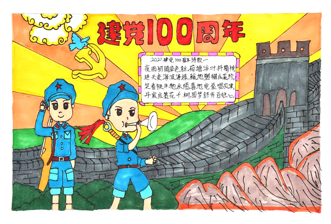 小学生庆建党100周年手抄报获奖作品-图1
