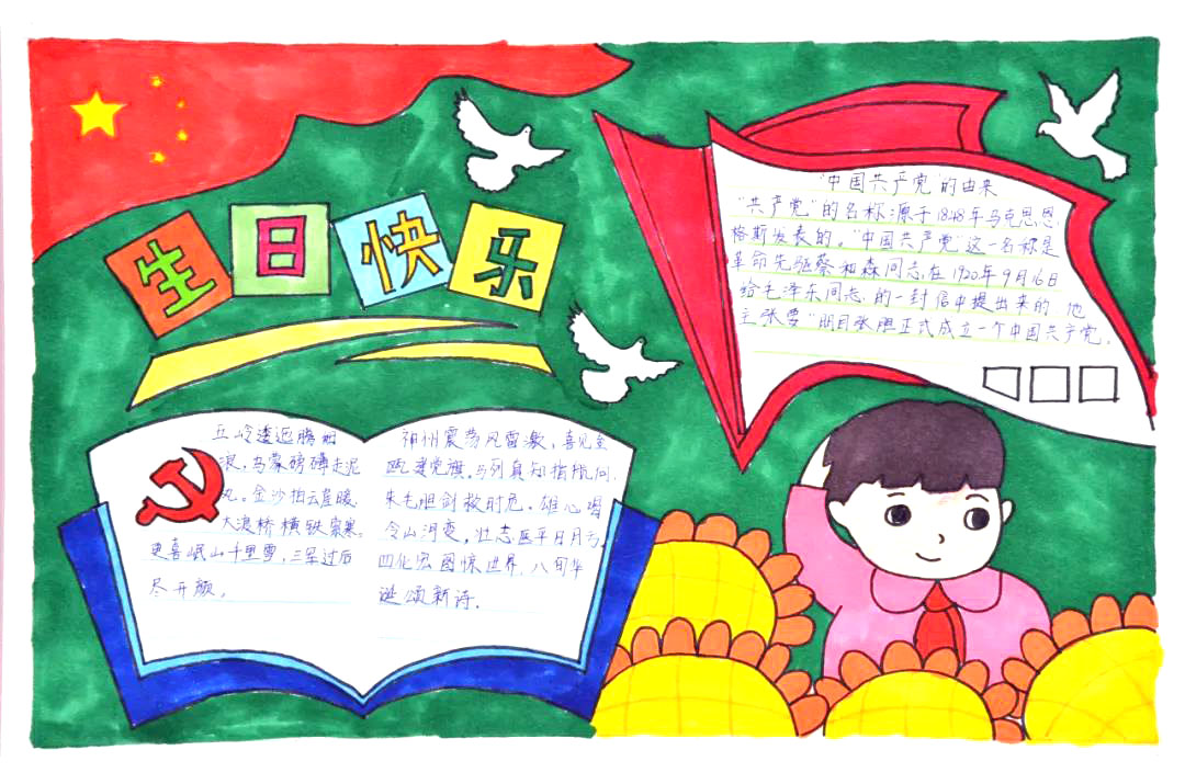 小学生庆建党100周年手抄报获奖作品-图3