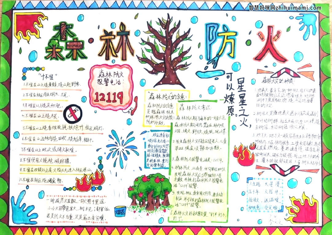 “做好森林防火，保护绿色家园”主题手抄报-图7
