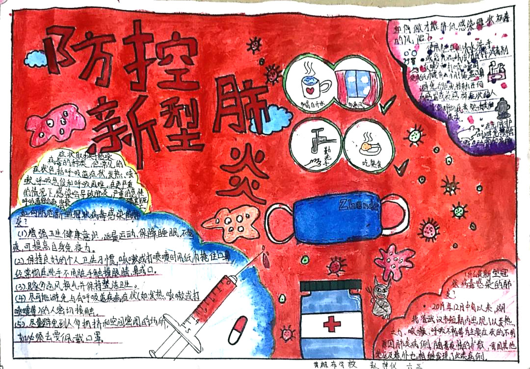 步骤2：主题：防控新型肺炎手抄报