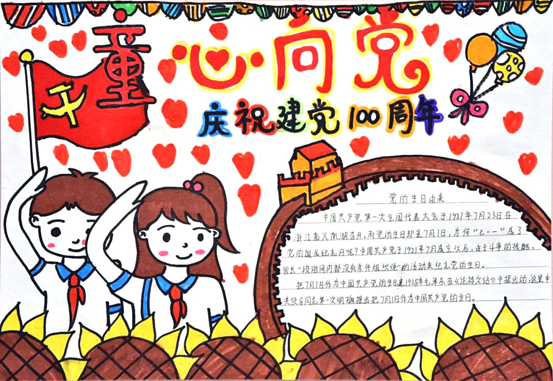 小学生童心向党庆建党百年手抄报-图7