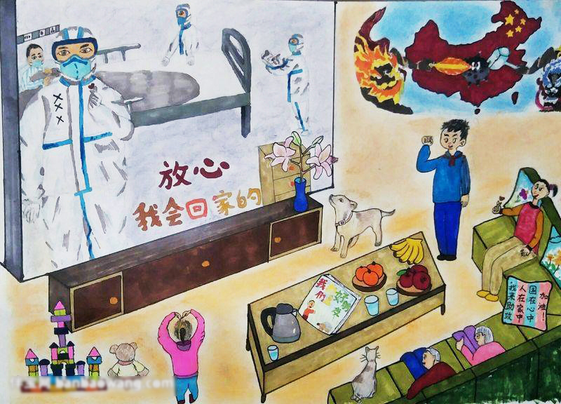 小学生抗击疫情宣传画