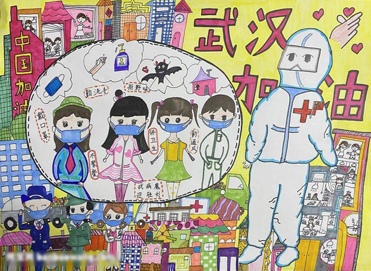 武汉加油儿童绘画作品