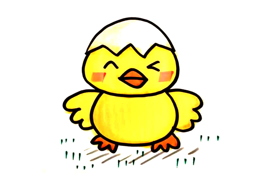 破壳的小鸡怎么画