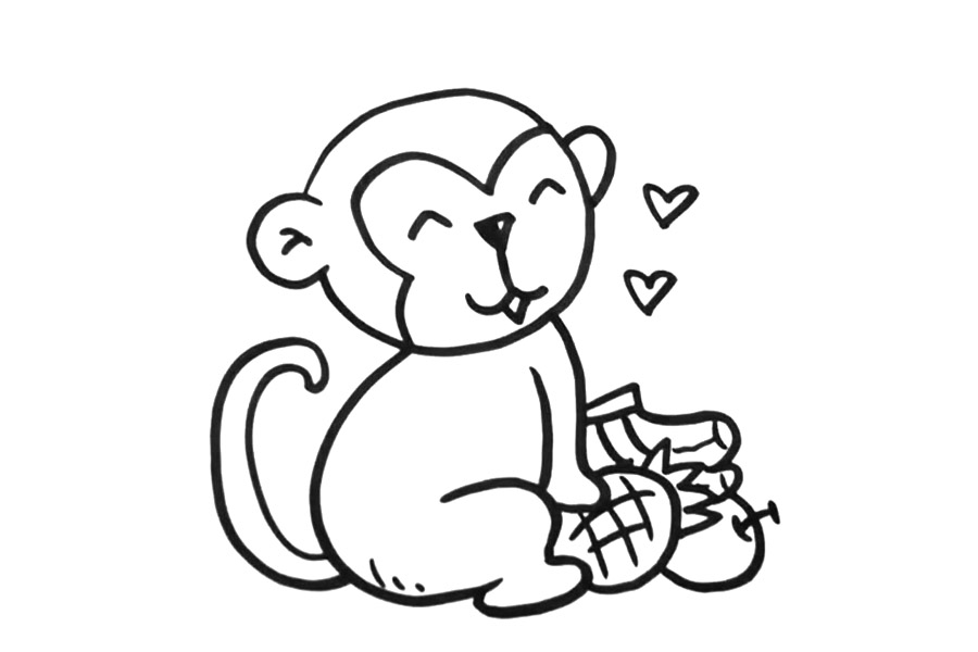 喜欢水果的小猴子怎么画-图5