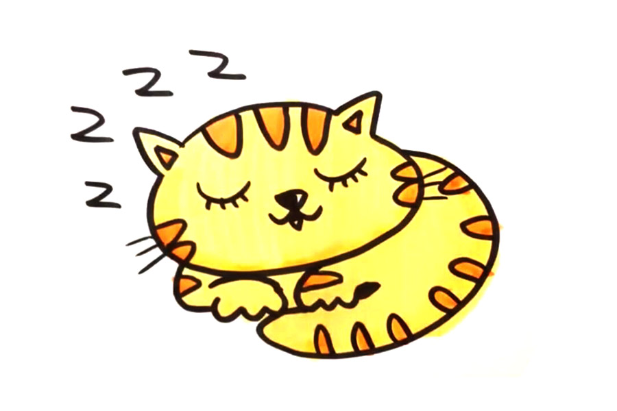 睡觉的小猫咪怎么画-图6