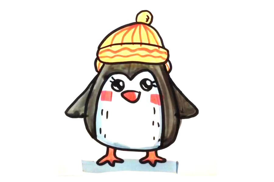 戴帽子的小企鹅怎么画-图6