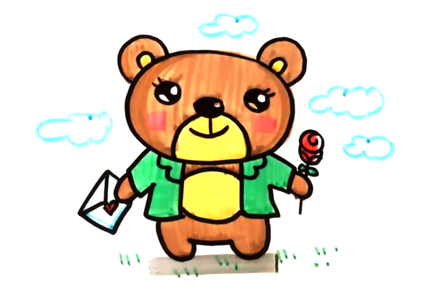 可爱卡通小熊怎么画