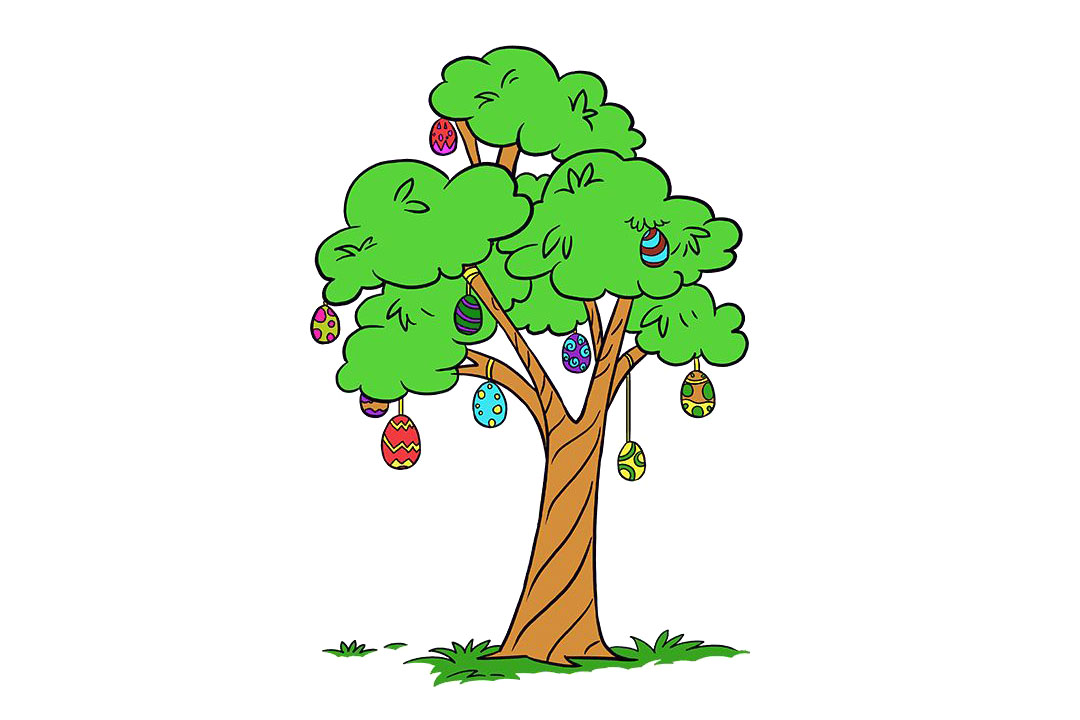 如何画复活节彩蛋树