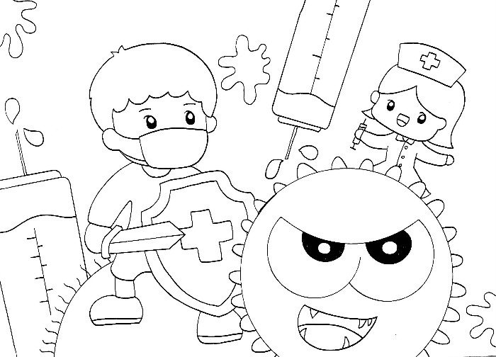 抗击肺炎儿童画-图3