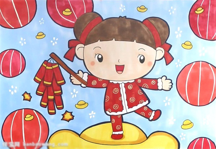 过年儿童画怎么画