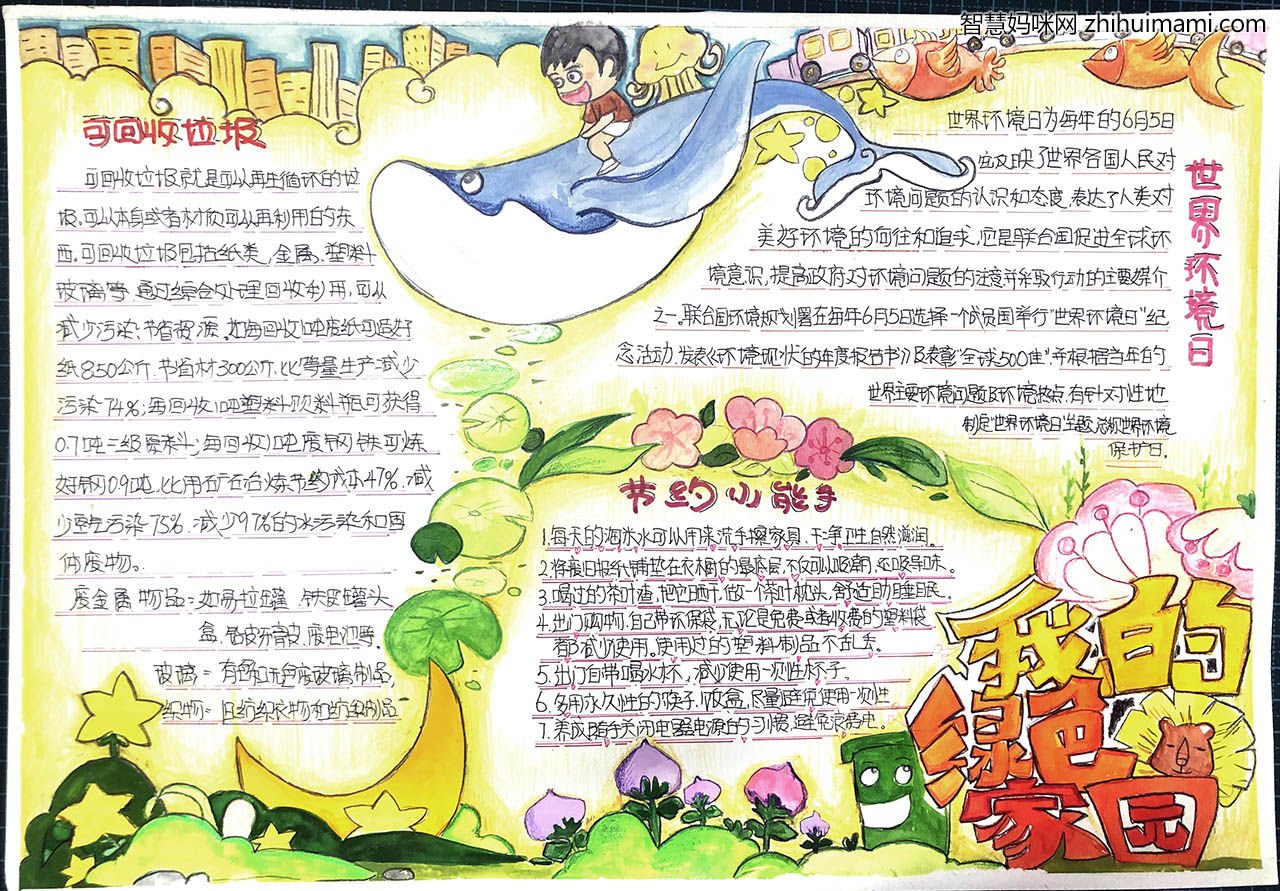 世界环境日手抄报图片-节约资源-图2