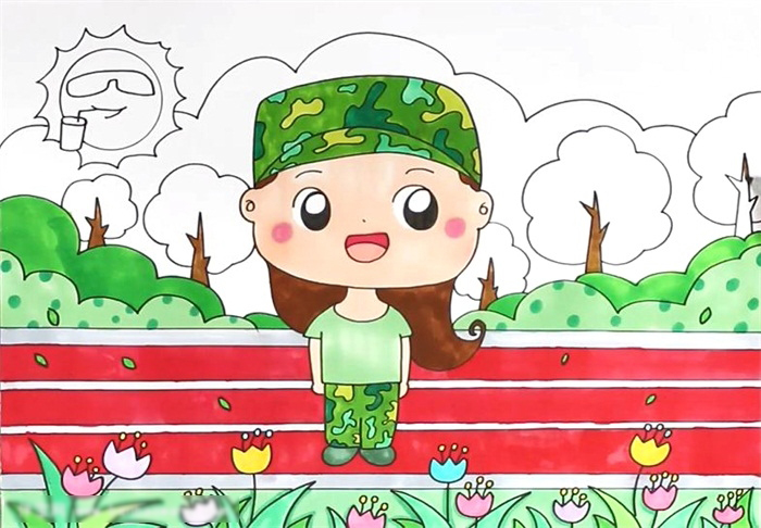 简单好看军训画-图4