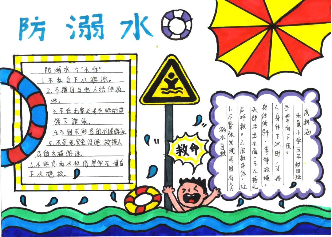 “珍爱生命 预防溺水”主题手抄报-图1