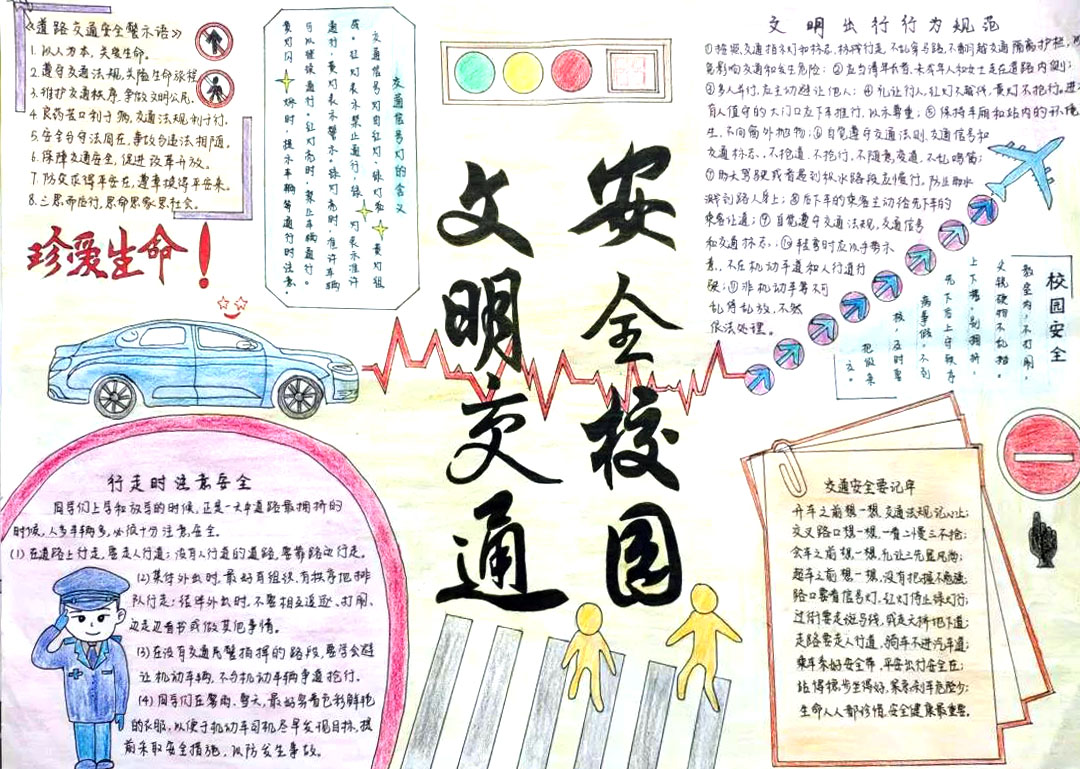 文明交通安全校园手抄报-图5