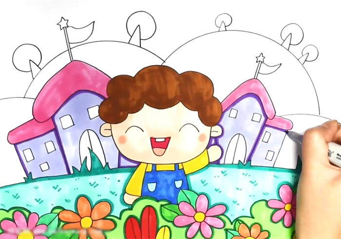 文明校园怎么画-图4