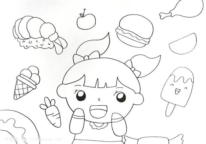 好吃的食物儿童画-图2