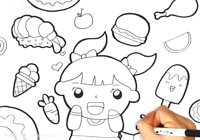 好吃的食物儿童画-图3