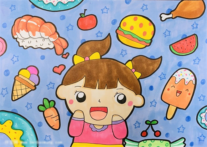 好吃的食物儿童画