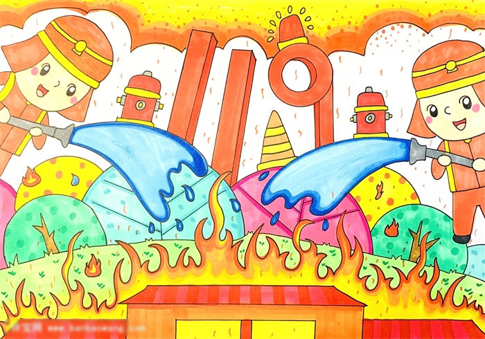 关于消防安全的画