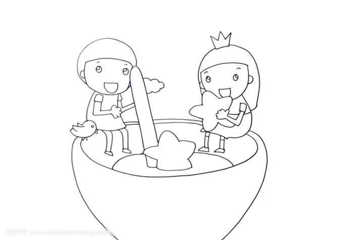 关于友谊长河的儿童画-图1