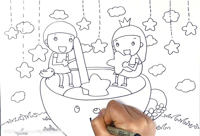 关于友谊长河的儿童画-图3