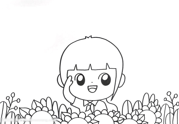 少先队员儿童画-图1