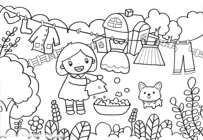 儿童干家务的画-图3