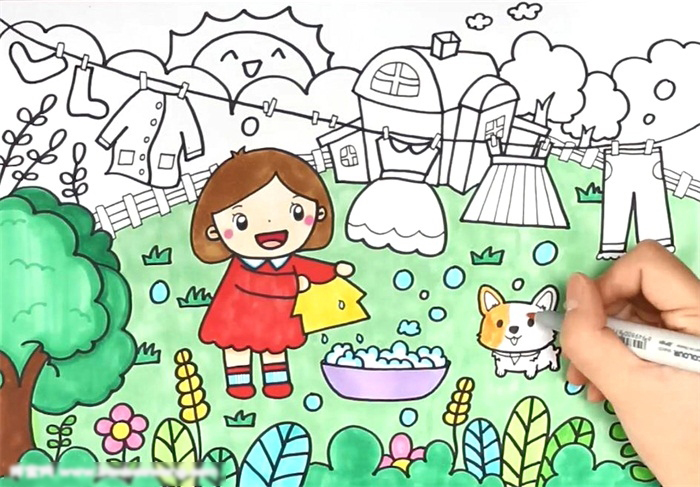 儿童干家务的画-图4