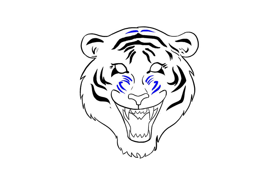 老虎头部详细画法步骤-图16