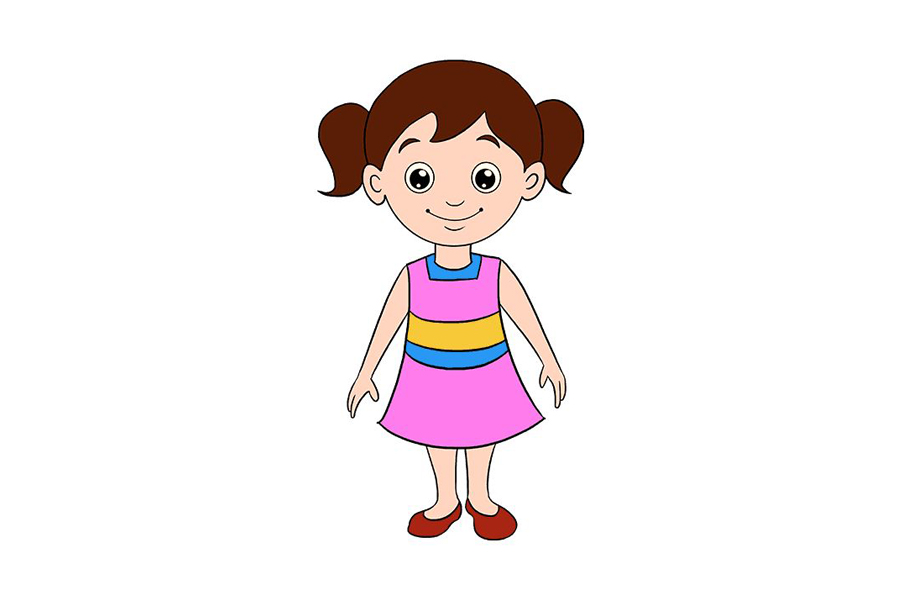 穿裙子的小女孩怎么画