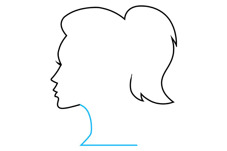 如何画扎马尾的小女孩侧面轮廓简笔画-图8