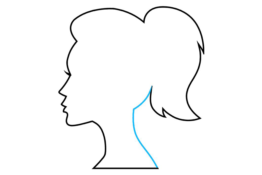 如何画扎马尾的小女孩侧面轮廓简笔画-图9
