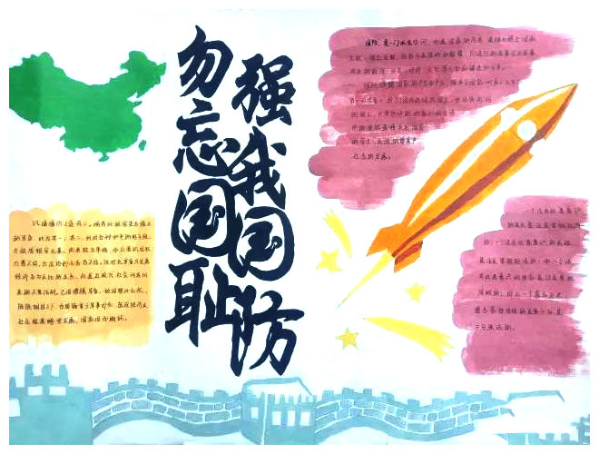 勿忘国耻，强我国防手抄报-图2