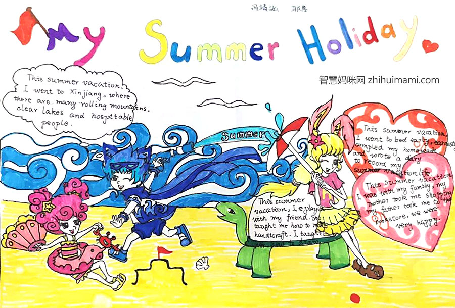 漂亮的快乐的暑假英语手抄报-图4