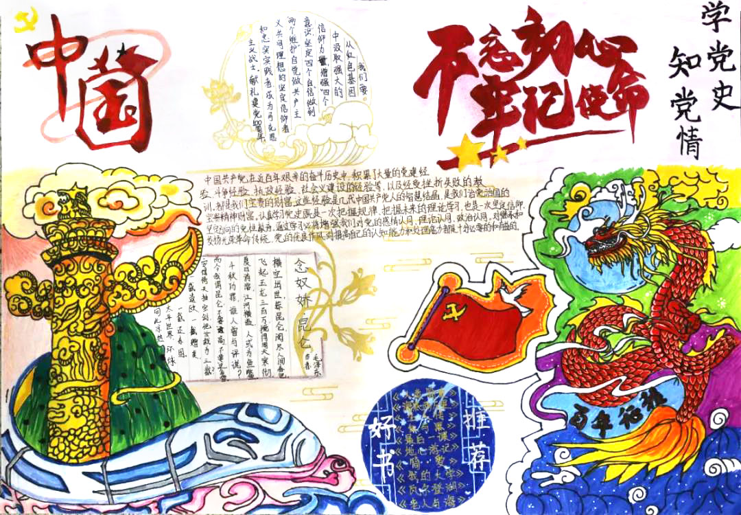 青春心向党爱国手抄报绘画-图2