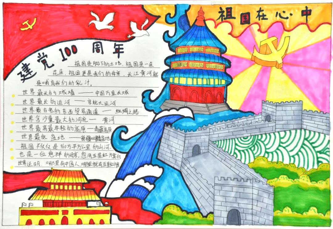 9张漂亮的建党节100周年手抄报-图5