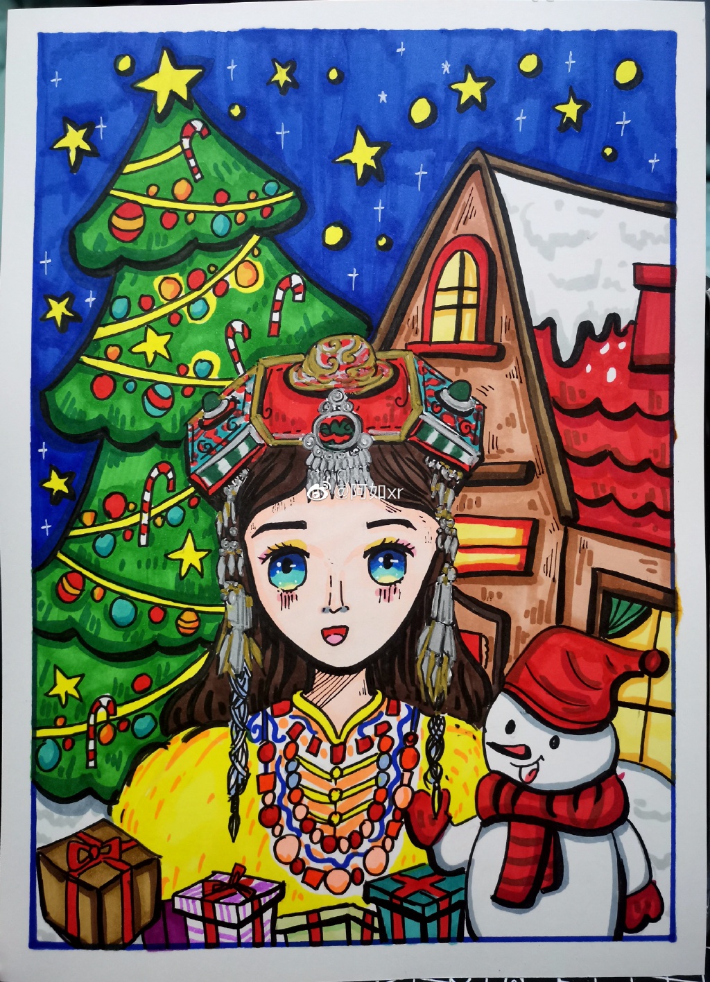 圣诞节快乐儿童绘画教程