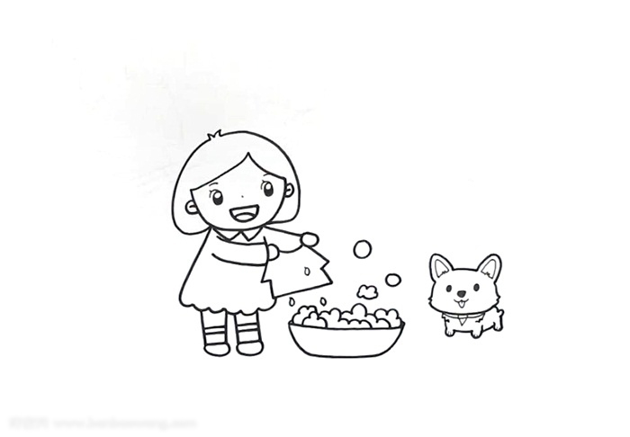 儿童干家务的画-图1