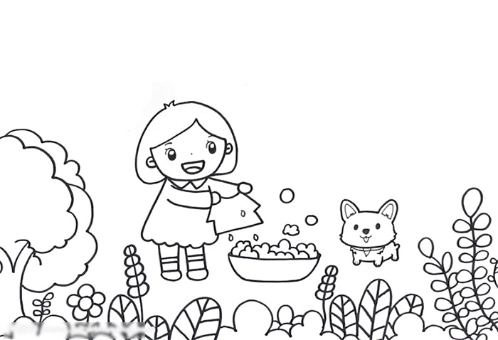 儿童干家务的画-图2