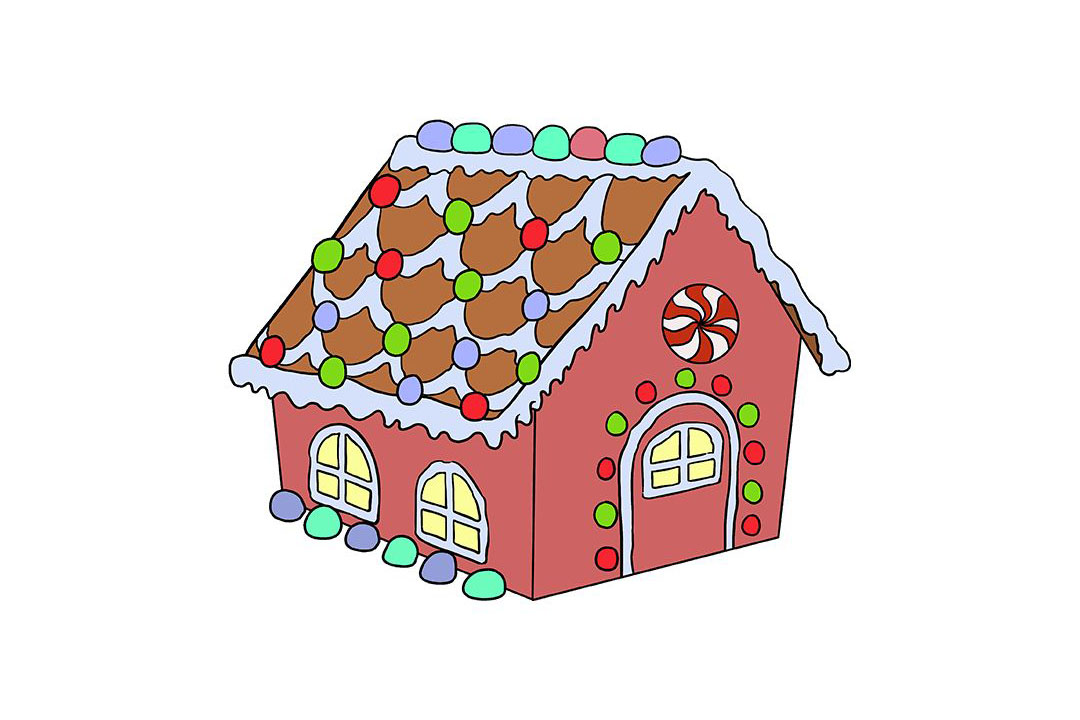 如何画姜饼屋简笔画图片