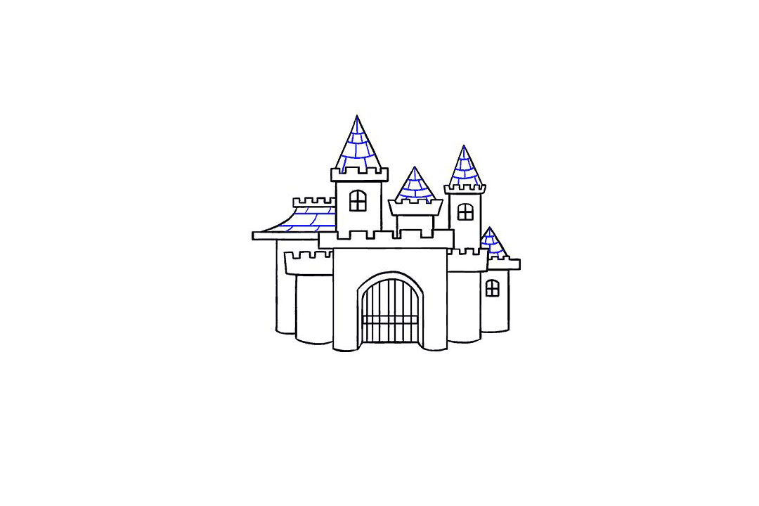 卡通城堡的画法-图16
