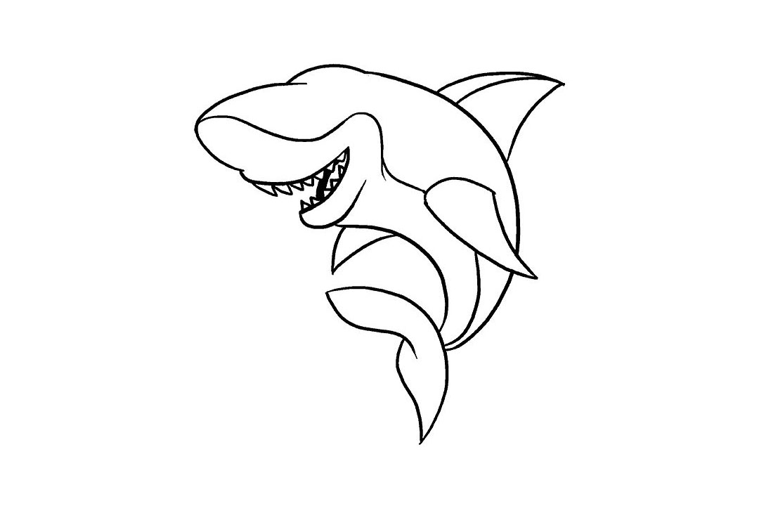 卡通鲨鱼的画法详细步骤-图14