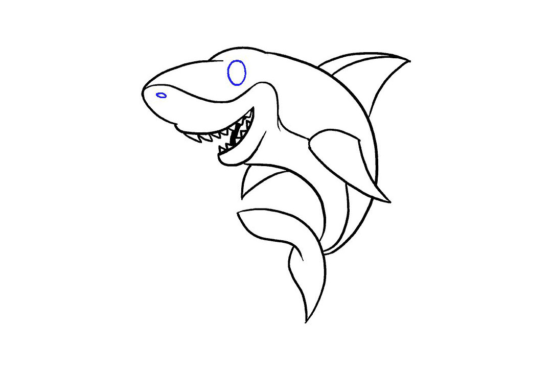 卡通鲨鱼的画法详细步骤-图15