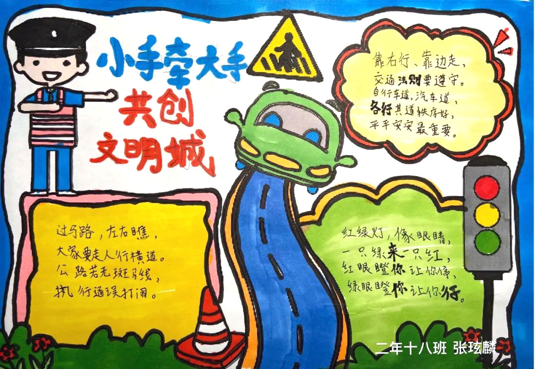 小手拉大手共建文明城手抄报-图1