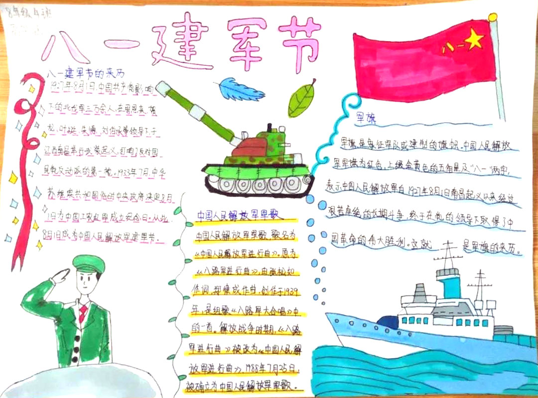 八一建军节手抄报简单漂亮-图5