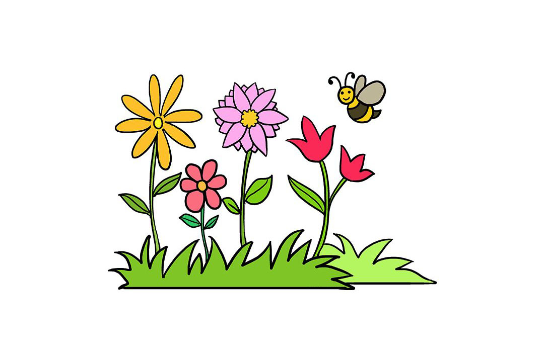 春天蜜蜂采蜜怎么画