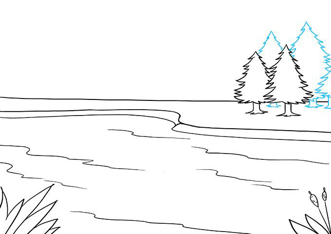 春天的湖景怎么画-图5