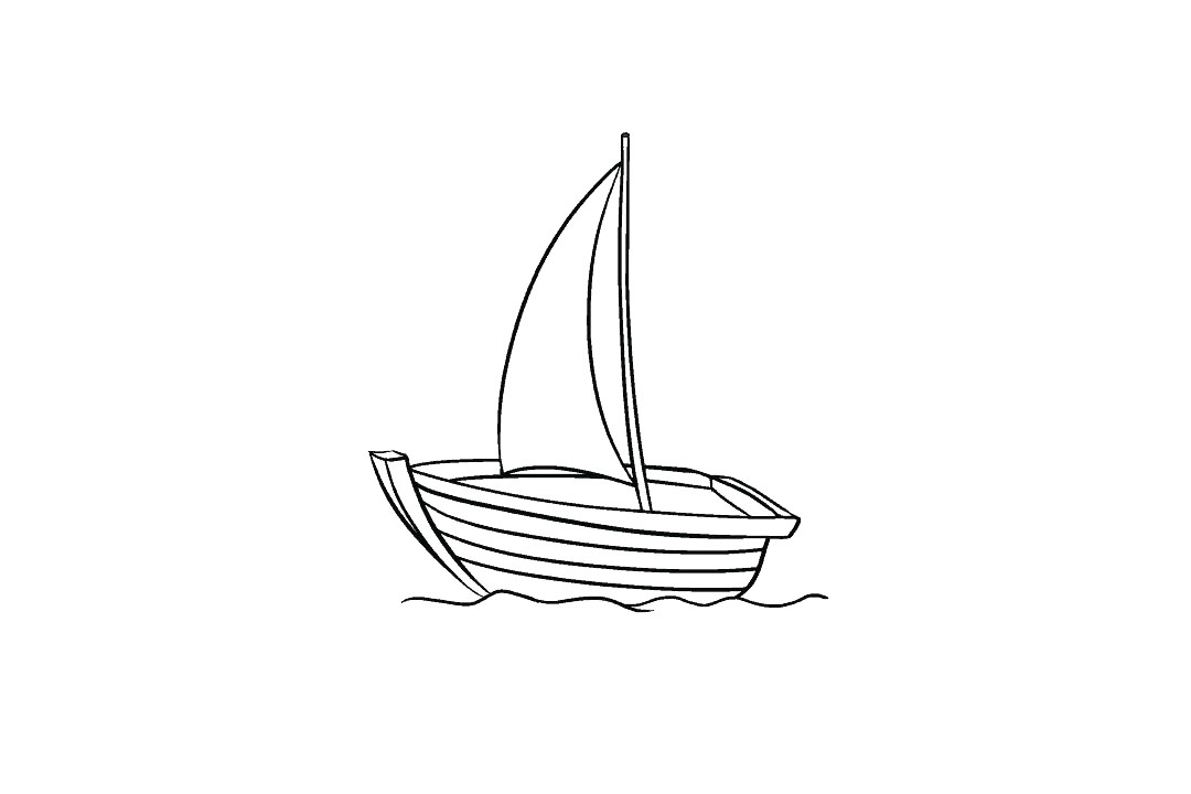 带帆的小木船简笔画-图8