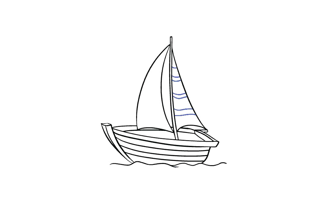 带帆的小木船简笔画-图10